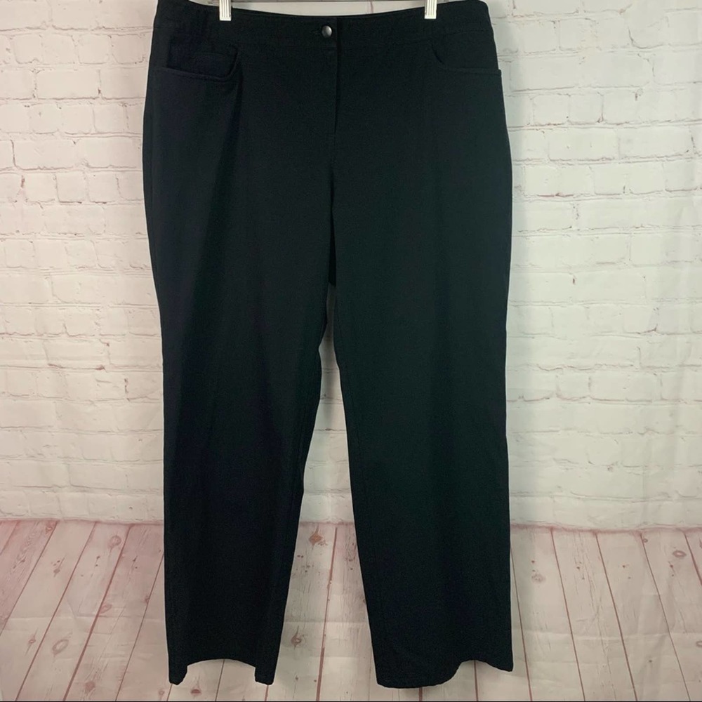 Eileen Fisher black casual wide leg cotton spandex pants XL F6KS-4